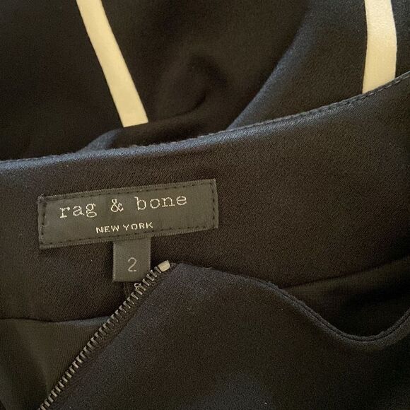 Rag & Bone Dress “Andrea” Zip Front Midnight Blue White Accent Sz 2 NWOT! - Picture 7 of 7